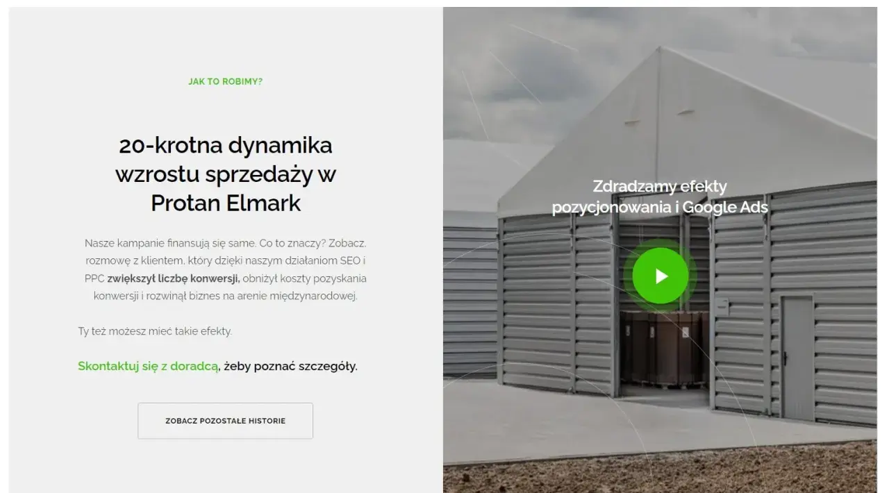 Dowód słuszności w reklamie: Protan Elmark zwiększył sprzedaż 20-krotnie dzięki SEO i Google Ads. Zobacz, jak osiągnąć sukces.