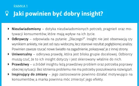 Co to jest dobry insight? To odkrycie nieuświadomionych potrzeb, które inspiruje do zmiany i pokazuje prawdę o grupie docelowej.