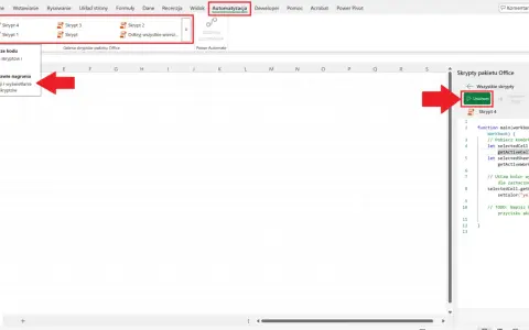 Excel: funkcja "jeżeli komórka zawiera tekst to wartość" jest realizowana przez skrypty. Uruchom skrypt, by zmienić kolor komórki.