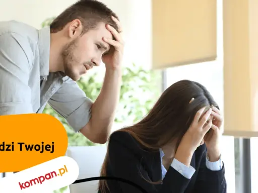 Dwóch sfrustrowanych ludzi w biurze, tekst "Błąd 404. Jak szkodzi Twojej witrynie".