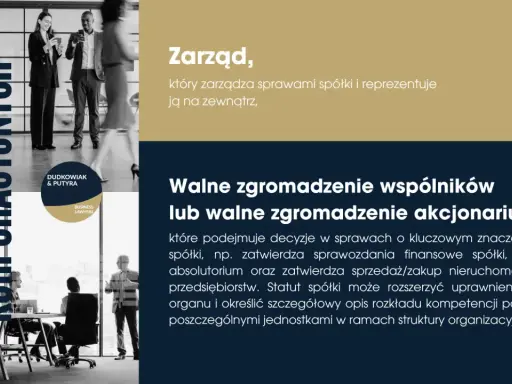 Struktura organów korporacyjnych: zarząd i walne zgromadzenie. Biznesmeni dyskutują, omawiając ład korporacyjny.
