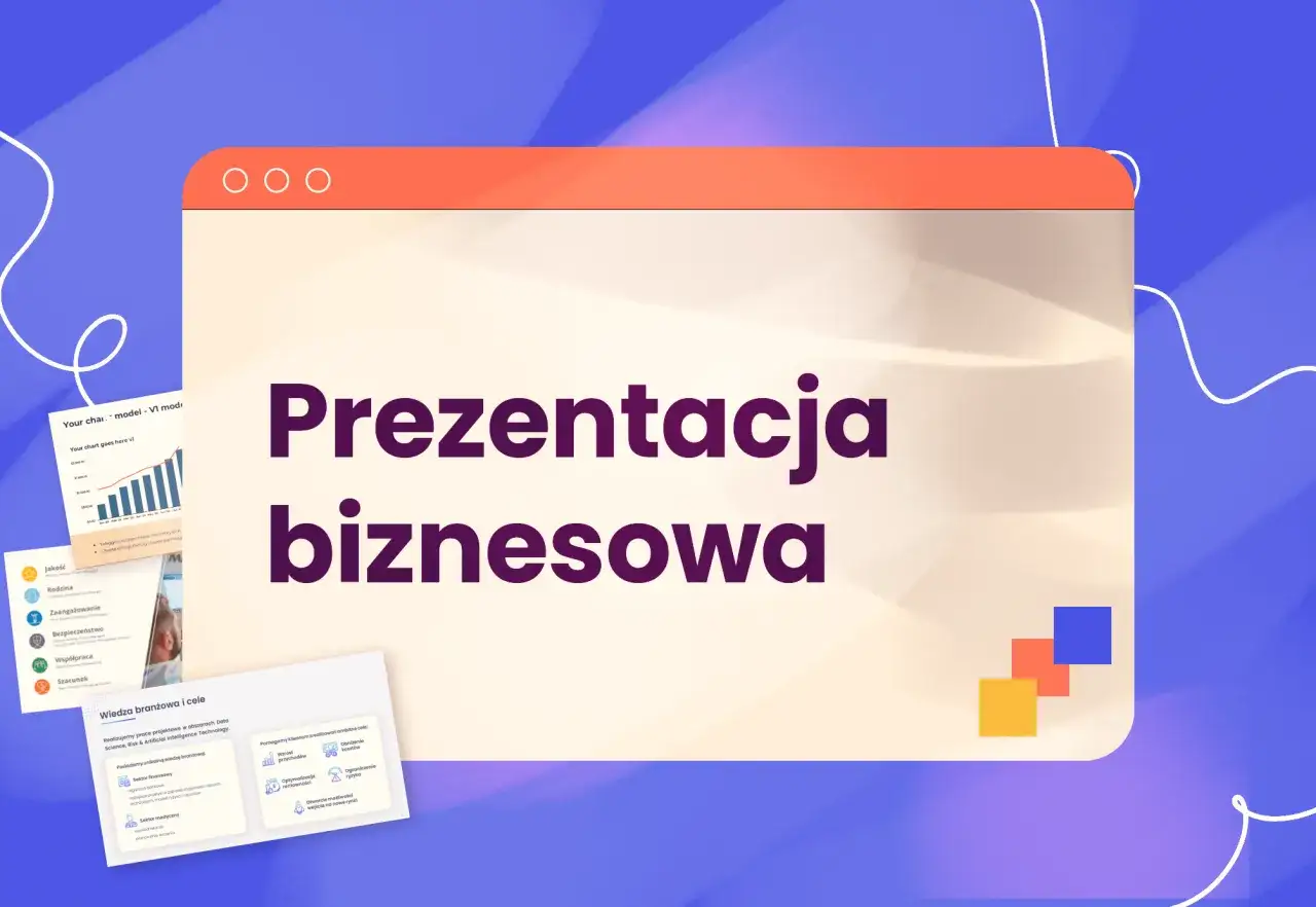 Prezentacja biznesowa, idealna do wprowadzenia nowego produktu na rynek. Widoczne wykresy i cele.